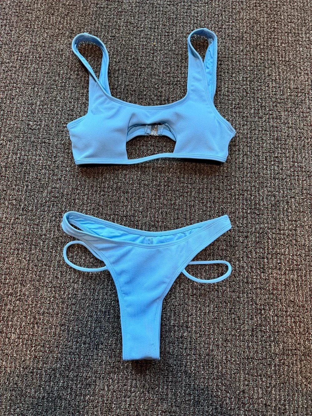 Light Blue Textured Two-Piece Bikini Set
